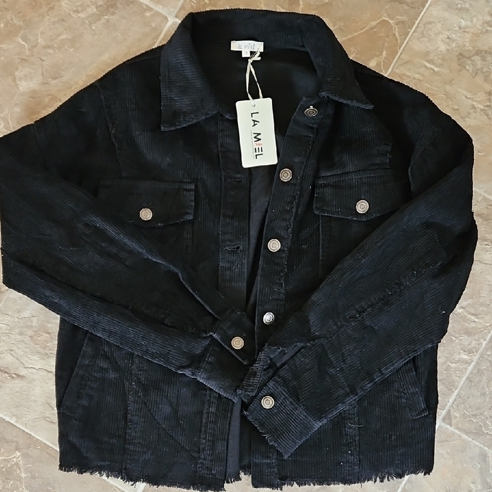 LA MIEL Black Corduroy Jean Jacket